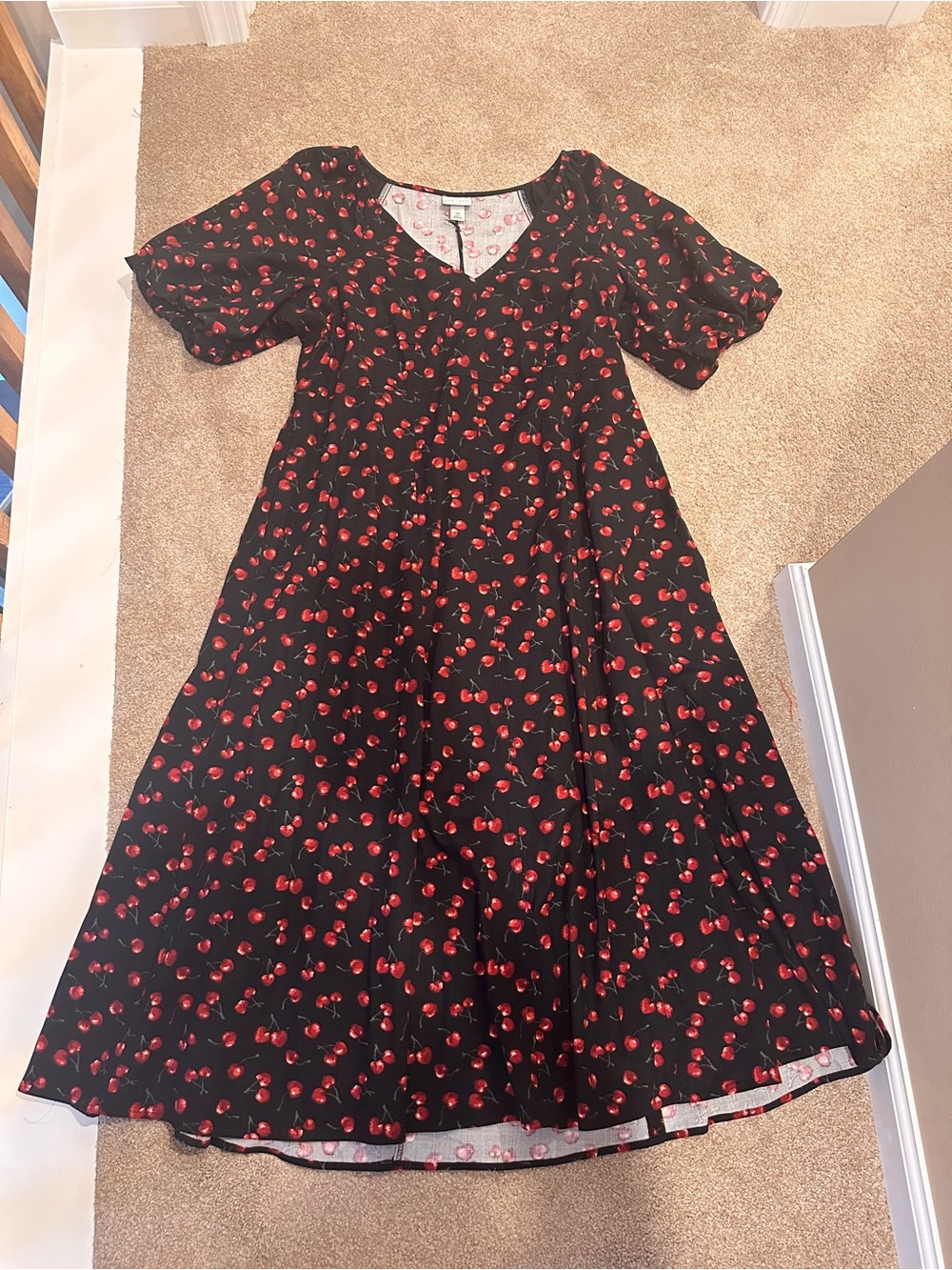 Ava & Viv Black Maxi Dress with Red cherry Print size XXL - Picture 5 of 8